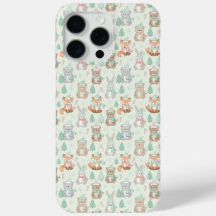 Cute Christmas Animals Seamless Pattern iPhone 15 Pro Max Case
