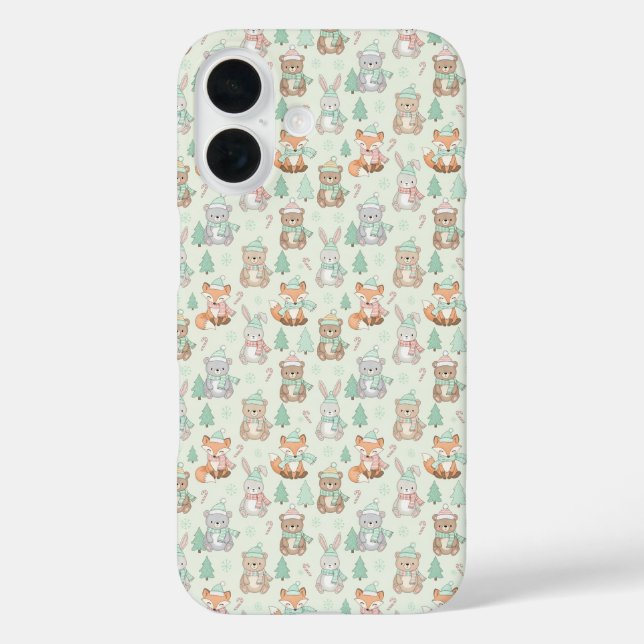 Cute Christmas Animals Seamless Pattern Case-Mate iPhone Case (Back)