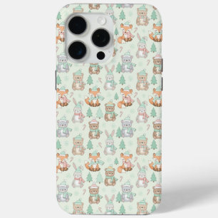 Cute Christmas Animals Seamless Pattern iPhone 15 Pro Max Case