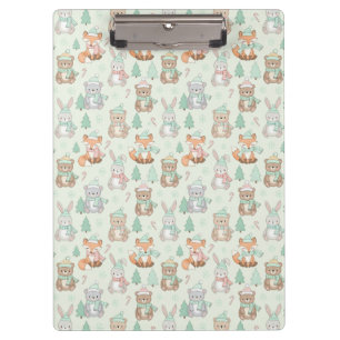 Cute Christmas Animals Seamless Pattern Clipboard