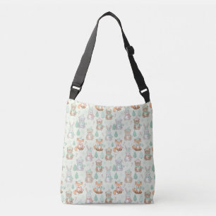 Cute Christmas Animals Seamless Pattern Crossbody Bag