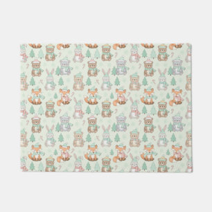 Cute Christmas Animals Seamless Pattern Doormat