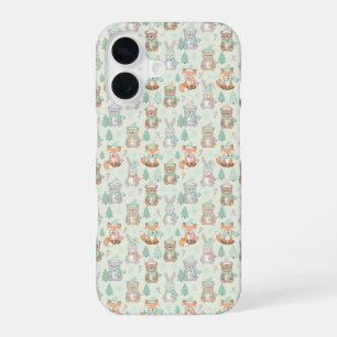 Cute Christmas Animals Seamless Pattern iPhone 16 Case