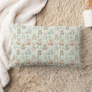 Cute Christmas Animals Seamless Pattern Lumbar Cushion