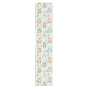 Cute Christmas Animals Seamless Pattern Short Table Runner