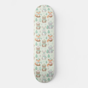 Cute Christmas Animals Seamless Pattern Skateboard
