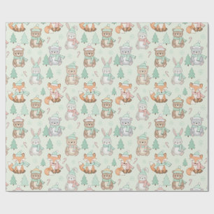 Cute Christmas Animals Seamless Pattern Wrapping Paper