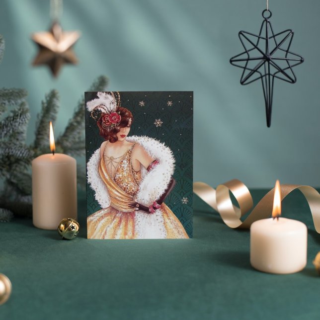 Cute Christmas art deco vintage add message card (Creator Uploaded)
