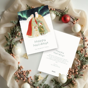 Cute Christmas Aurora Borealis Nordic Family Holiday Card