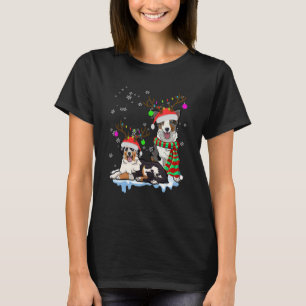 Cute Christmas Australian Shepherd Santa Hats Rein T-Shirt