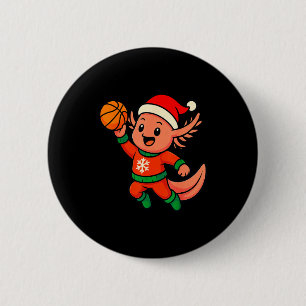 Cute Christmas Axolotl Basketball Player Design 6 Cm Round Badge