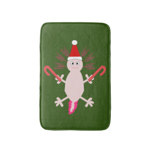 Cute Christmas Axolotl Bath Mat