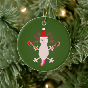 Cute Christmas Axolotl Custom Name Ceramic Ornament