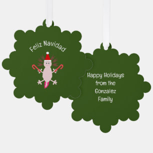Cute Christmas Axolotl Custom Tree Decoration Card