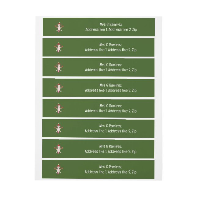 Cute Christmas Axolotl Custom Wraparound Address Label (Sheet)