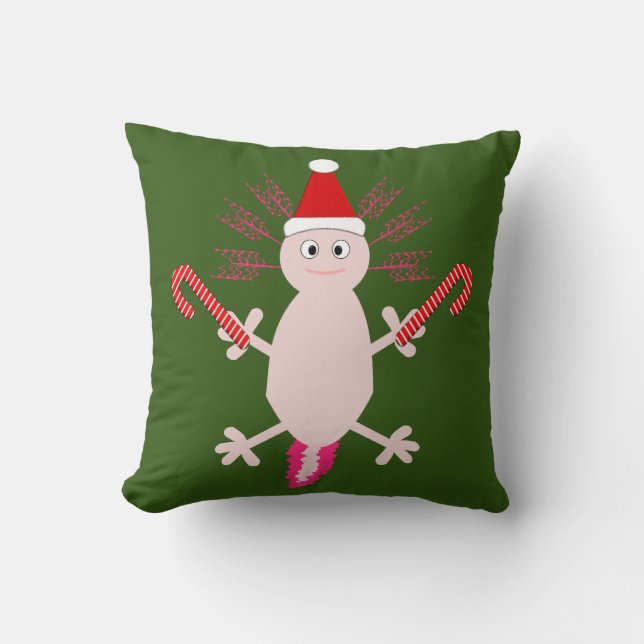Cute Christmas Axolotl Double Sided Cushion (Front)