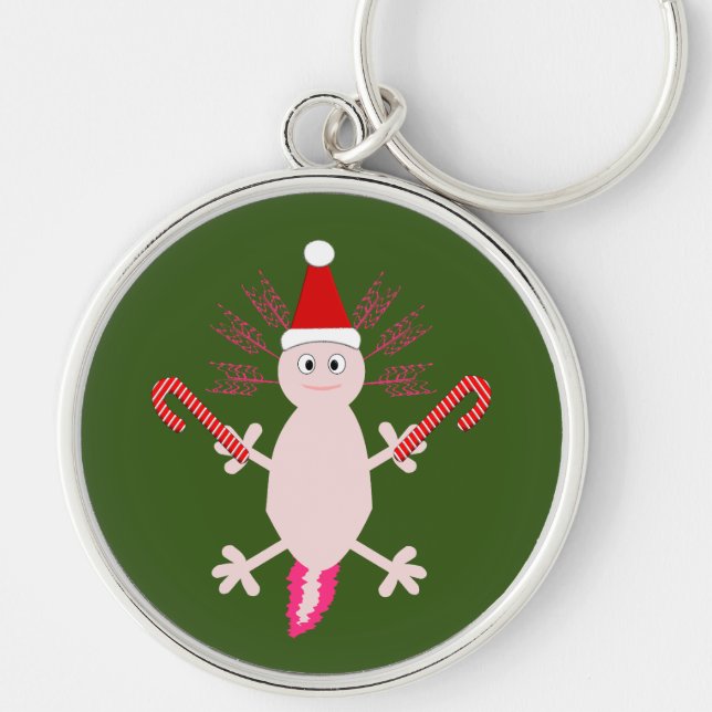 Cute Christmas Axolotl Key Ring (Front)