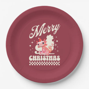 Cute Christmas Axolotl Merry Christmas Paper Plate
