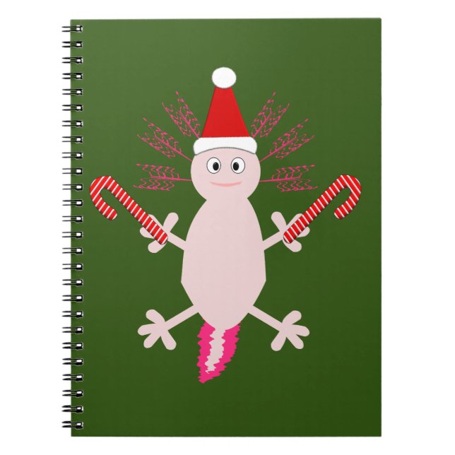 Cute Christmas Axolotl Notebook (Front)