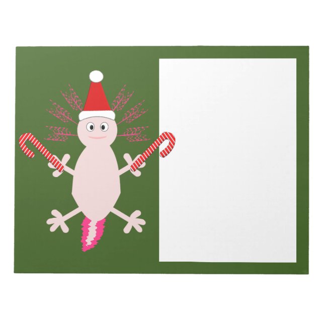 Cute Christmas Axolotl Notepad (Front)