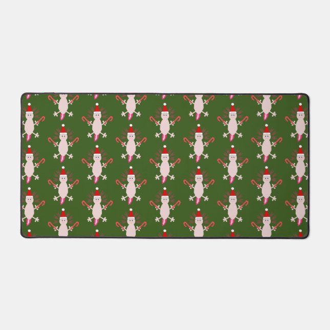 Cute Christmas Axolotl Patterned Desk Mat (Front)