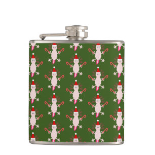 Cute Christmas Axolotl Patterned Hip Flask
