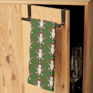 Cute Christmas Axolotl Patterned Tea Towel
