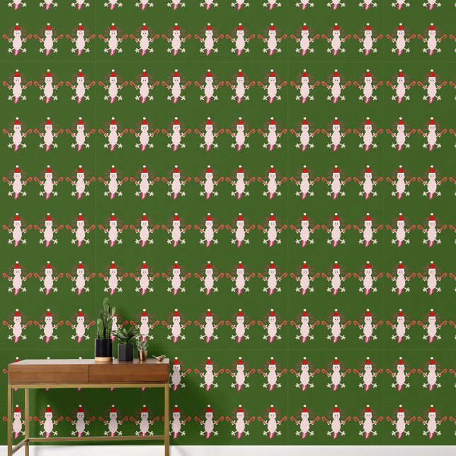 Cute Christmas Axolotl Patterned Wallpaper (Hallway)