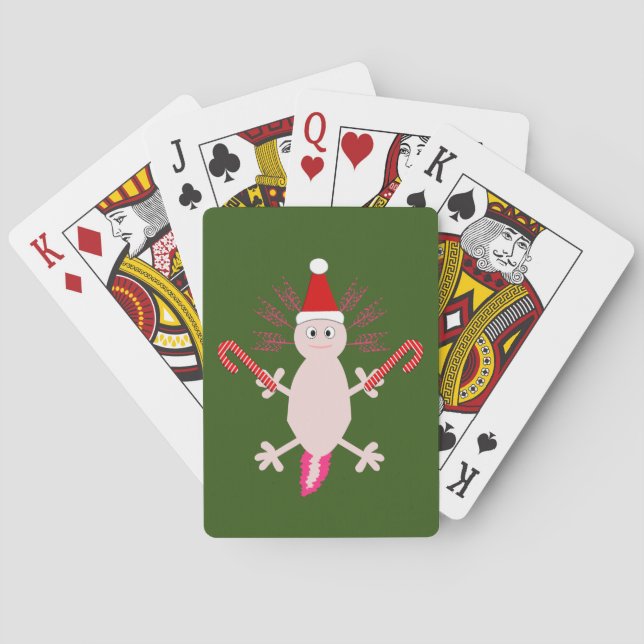 Cute Christmas Axolotl Playing Cards (Back)