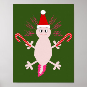 Cute Christmas Axolotl Poster