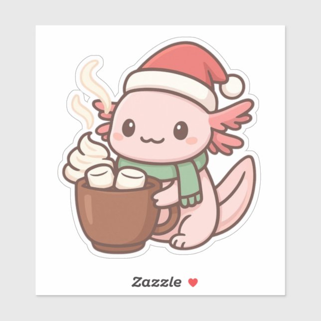 Cute Christmas Axolotl Sticker – Hot Cocoa Kawaii  (Sheet)