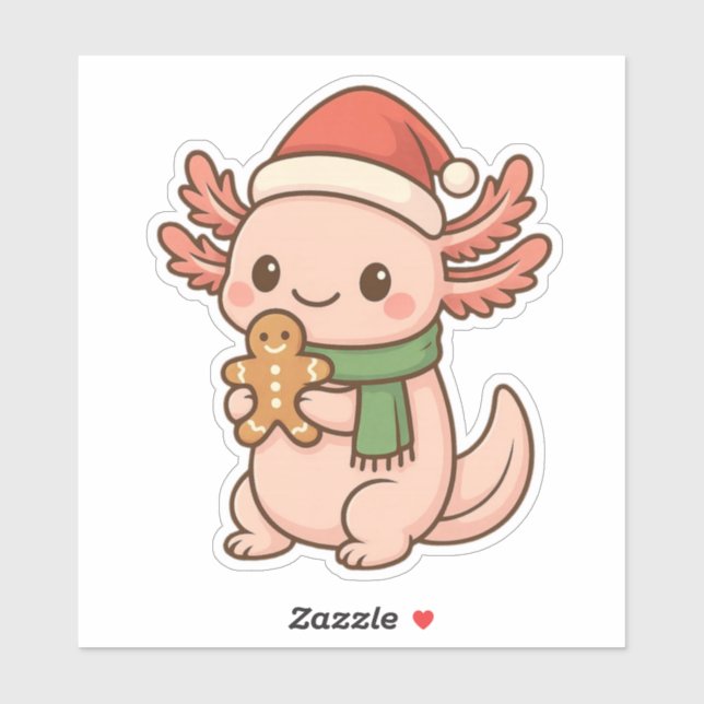 Cute Christmas Axolotl Sticker Kawaii Gingerbreard (Sheet)