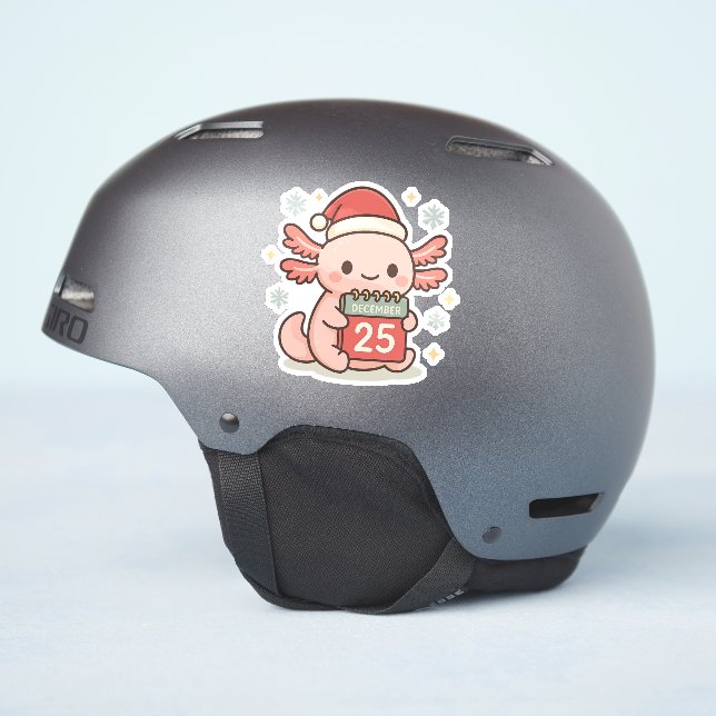 Cute Christmas Axolotl Sticker Kawaii Holiday  (Helmet Side)