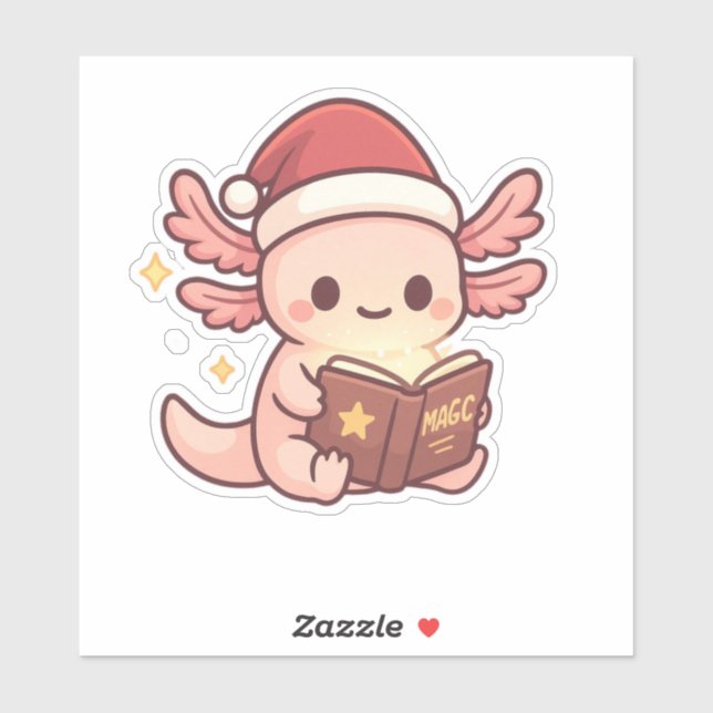 Cute Christmas Axolotl Sticker | Kawaii Magic Book (Sheet)