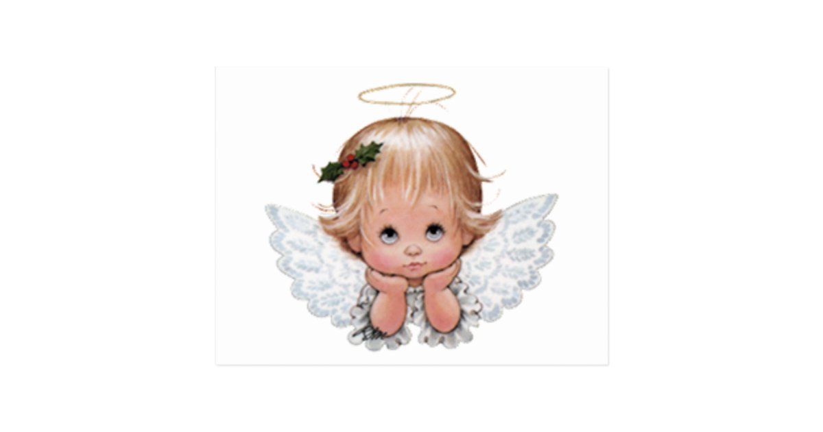  Cute  Christmas Baby  Angel  Head In Hands Postcard Zazzle 
