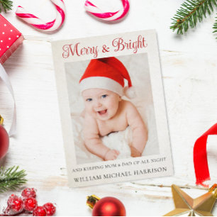 Cute Christmas Baby Birth Announcement Photo Card