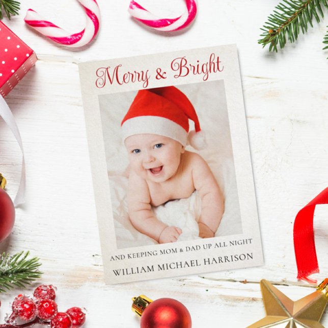 Cute Christmas Baby Birth Announcement Photo Card (Creator Uploaded)