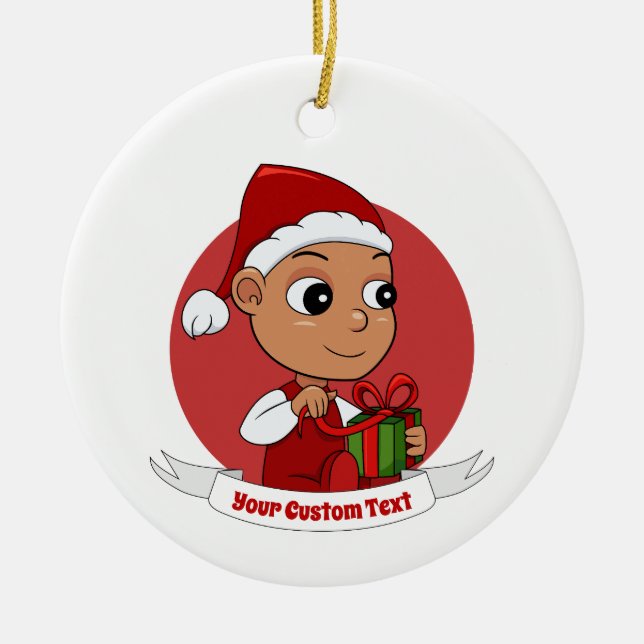 Cute Christmas baby cartoon Ceramic Ornament (Front)