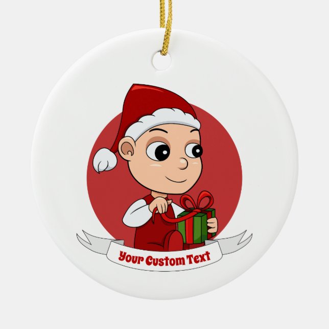 Cute Christmas baby cartoon Ceramic Ornament (Front)