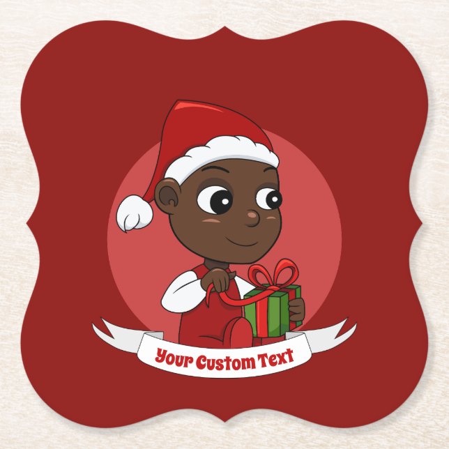 Cute Christmas baby cartoon Paper Coaster (Front)