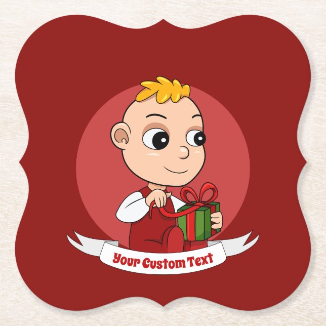 Cute Christmas baby cartoon Paper Coaster (Front)