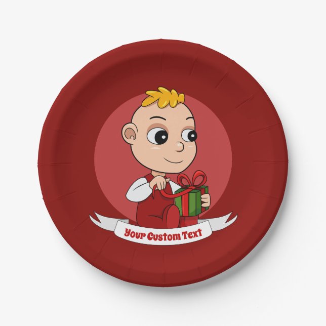 Cute Christmas baby cartoon Paper Plates (Front)