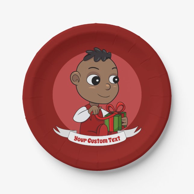 Cute Christmas baby cartoon Paper Plates (Front)