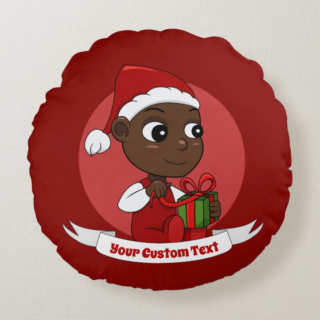 Cute Christmas baby cartoon Round Pillow (Front)