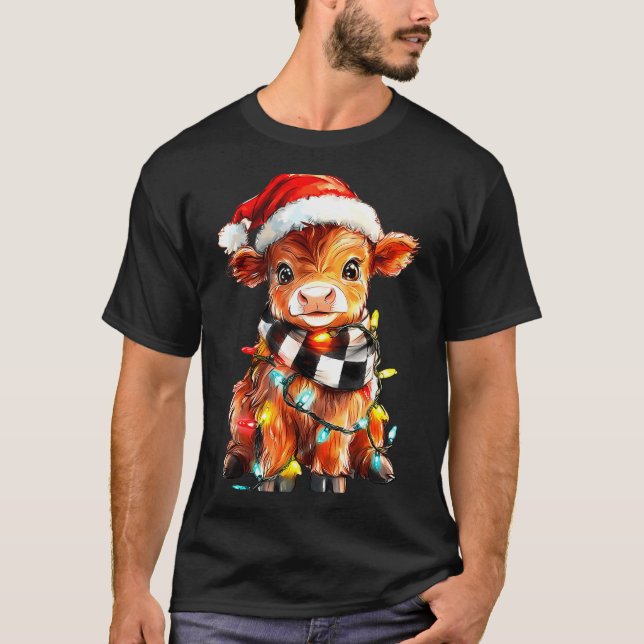 Cute Christmas Baby Highland Cow F Thanksgiving  T-Shirt (Front)