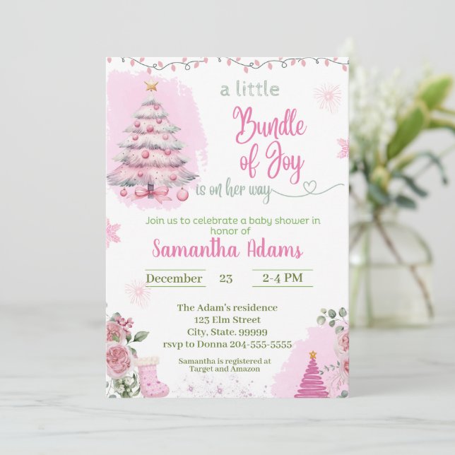 Cute Christmas Baby Shower Invitation   (Standing Front)