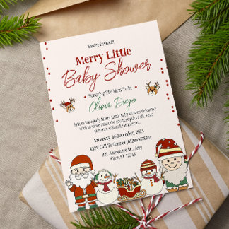 Cute Christmas Baby Shower  Invitation