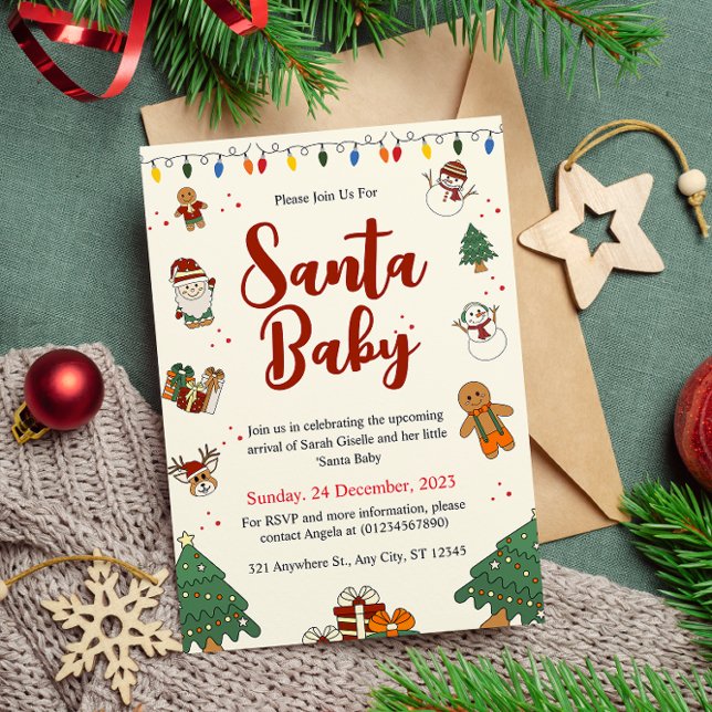 Cute Christmas Baby Shower Invitation (Creator Uploaded)
