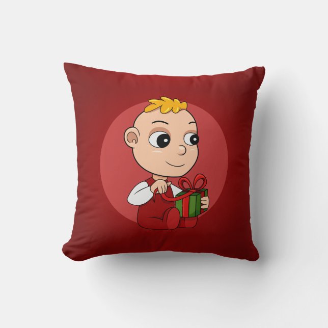 Cute Christmas baby with blonde hair cartoon Cushion (Front)