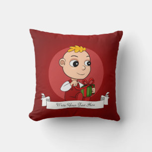Cute Christmas baby with blonde hair cartoon Cushion